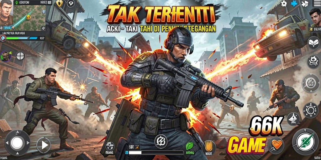 Tampilan gameplay seru dalam 66K yang penuh aksi.