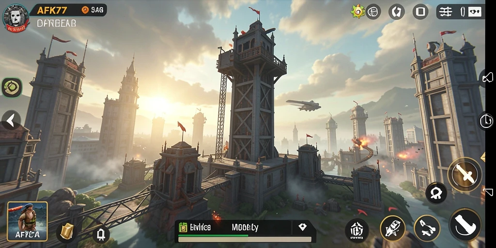 Tampilan gameplay AFK77 yang menegangkan dalam pertarungan Tower Defense.