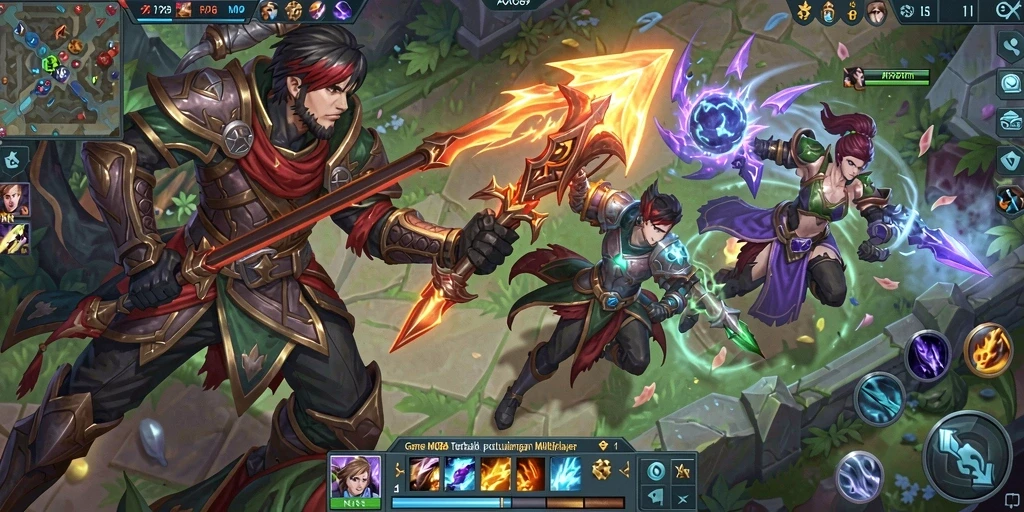 Gameplay seru AJO89 dalam pertempuran tim MOBA.