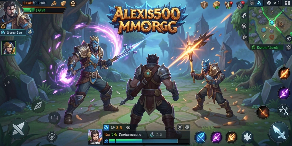Tangkapan layar dari gameplay ALEXIS500 yang menampilkan pertarungan dan eksplorasi dunia MMORPG.