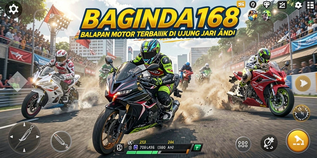 Tampilan gameplay seru dengan balapan motor yang mendebarkan.