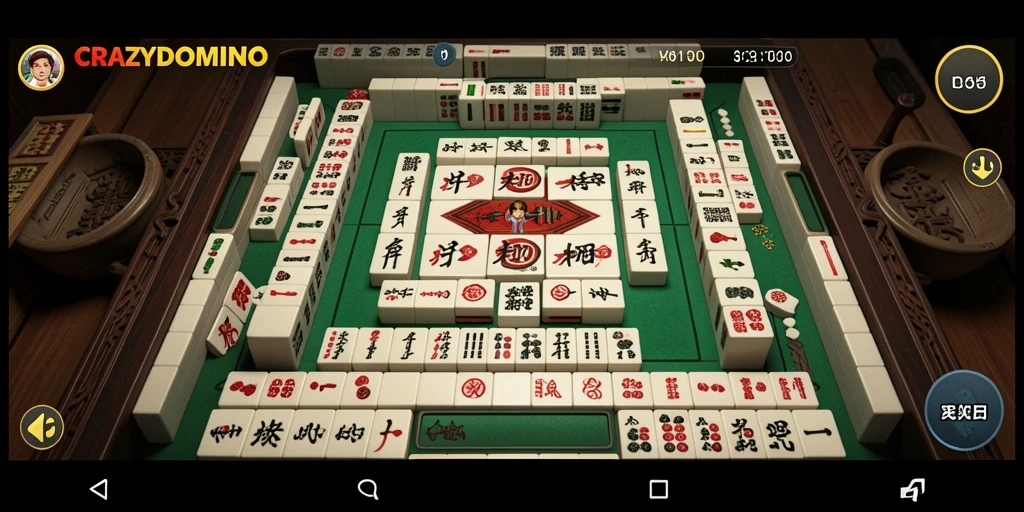 Tangkapan layar gameplay seru dari CRAZYDOMINO dalam permainan Mahjong.