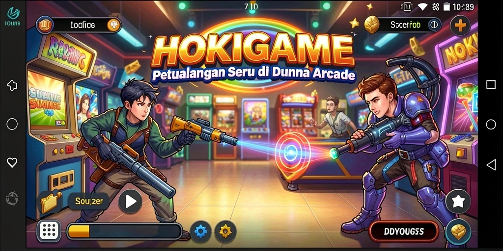 Tangkapan layar menampilkan aksi seru gameplay HOKIGAME di dunia Arcade.