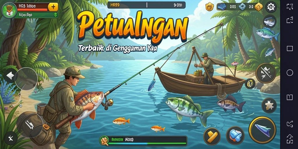 Gameplay HR89 yang mendebarkan saat menangkap ikan.
