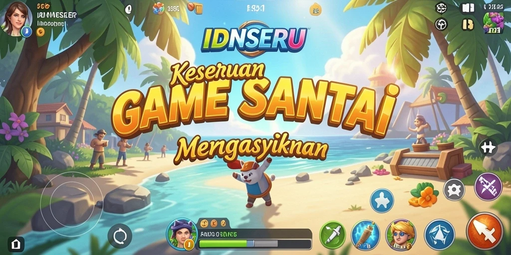 Tampilan gameplay IDNSERU yang cerah dan menyenangkan.