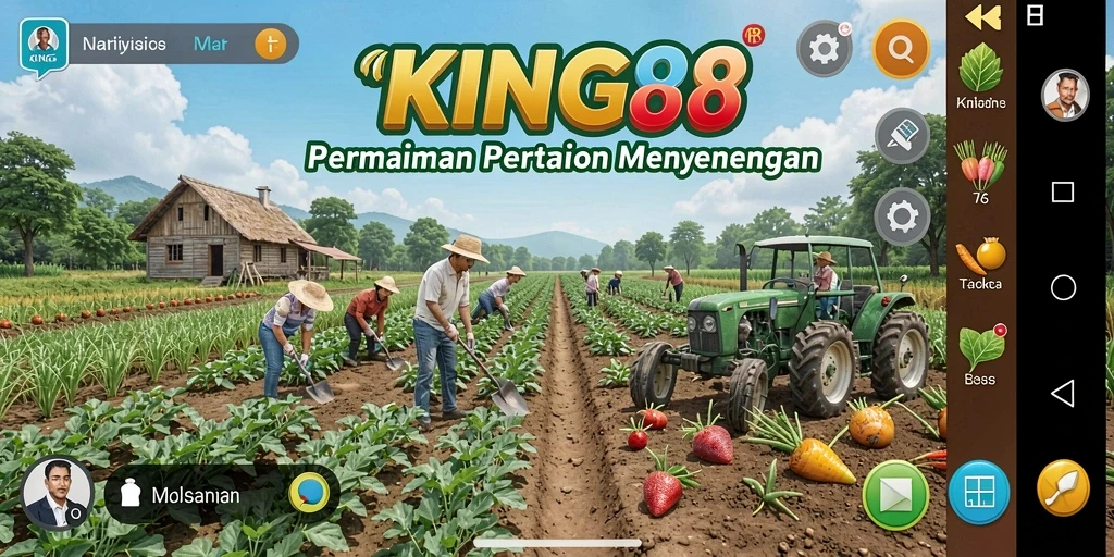 Tampilan menarik dari gameplay KING88 saat mengelola pertanian.