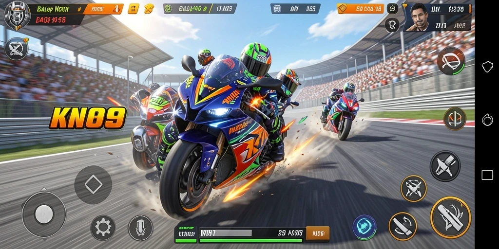 Gameplay KNO89 yang seru dan menantang di lintasan balap.