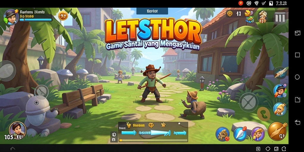 Tampilan gameplay LETSTHOR yang mengasyikkan dan penuh warna.