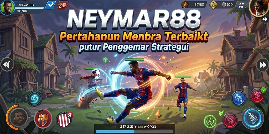 Screenshot gameplay NEYMAR88 yang menampilkan menara dan serangan musuh.