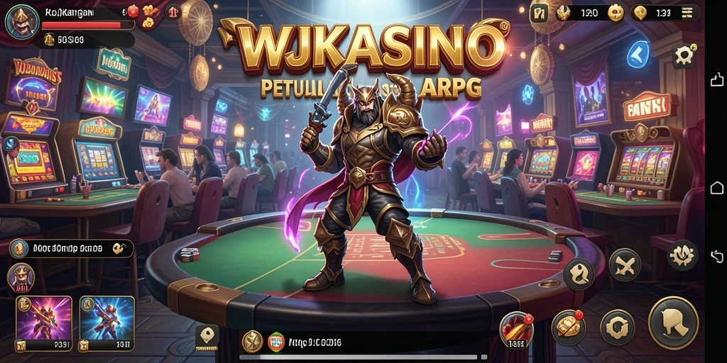Tangkapan layar gameplay penuh aksi dalam WJKASINO ARPG.